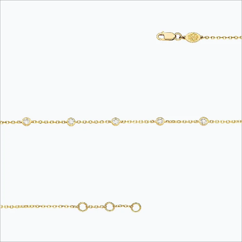 5 Stone 18K Gold Bracelet w. Diamonds