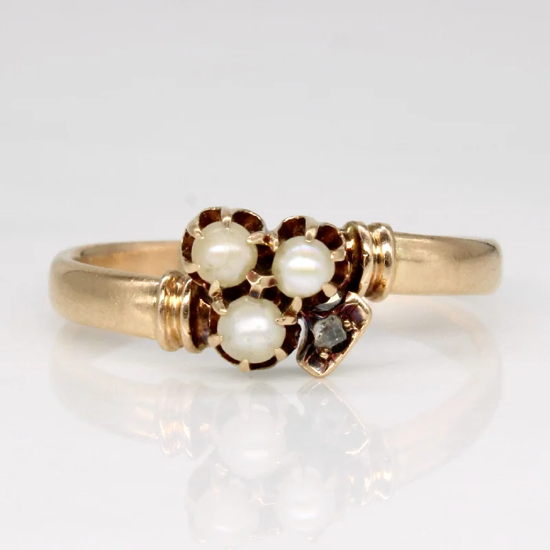 Vintage Pearl & Diamond Ring | 0.01ct | SZ 7.75 |